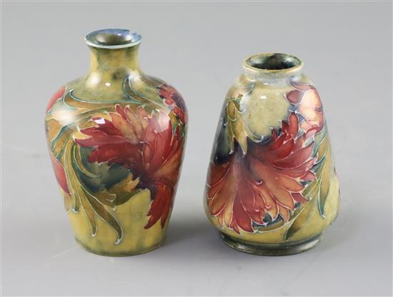 Two Moorcroft Spanish pattern miniature vases, c.1910-18,